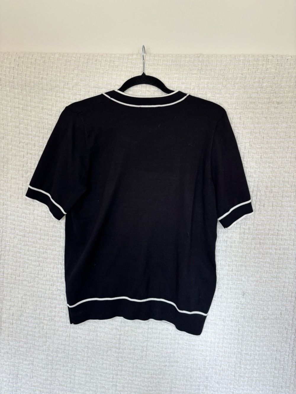 Tipped Tie Neck Short Sleeve Sweater✨ - Picture 4 of 5